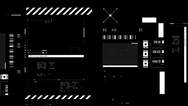 HUD infographic Alpha PNG.Technological pattern.Good for tech video overlay.As HUDMotion graphic data matrix simulation digital line and grid technology with futuristic