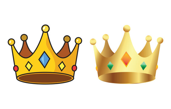 Royal golden crown illustration, King queen luxury symbol vector design.