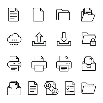 Document storage icon set management file line stroke.Vector Illustration design.