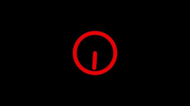 Minimalist Animated Red Analog Clock Face with Rotating Hands Moving Fast on Black Background for Time Lapse, Ultimate Deadline, Time Management, Countdown Progress, and Corporate Business.