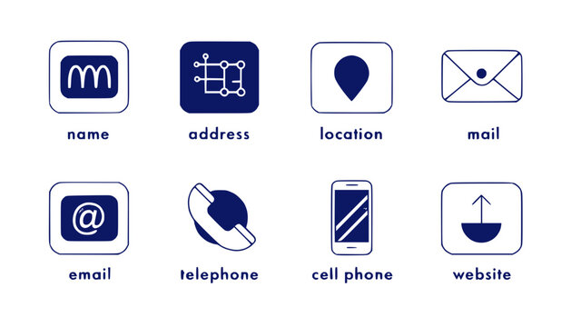 Contact Information Icons: Name, Address, Location, Mail, Email, Phone, Cell Phone, Website