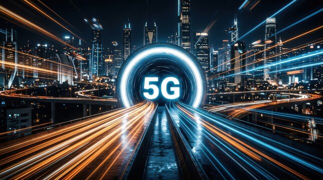 5g technology network futuristic cityscape with high speed wireless communication infrastructure