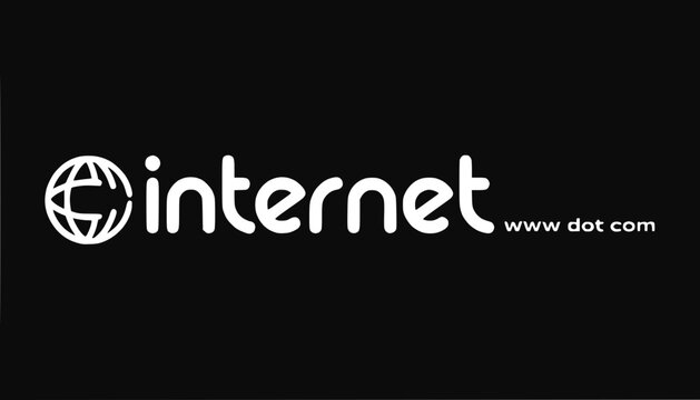 Internet logo with globe symbol and www dot com text on black background