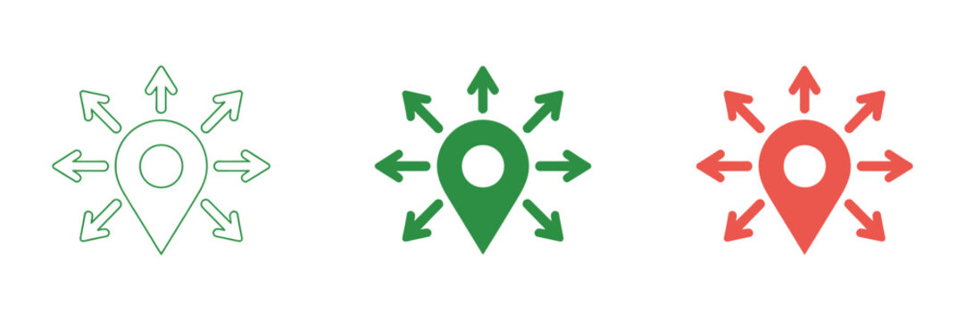GPS movement symbol, reposition map pin icon, navigation and location services sign, route mapping indicator, modern vector illustration.