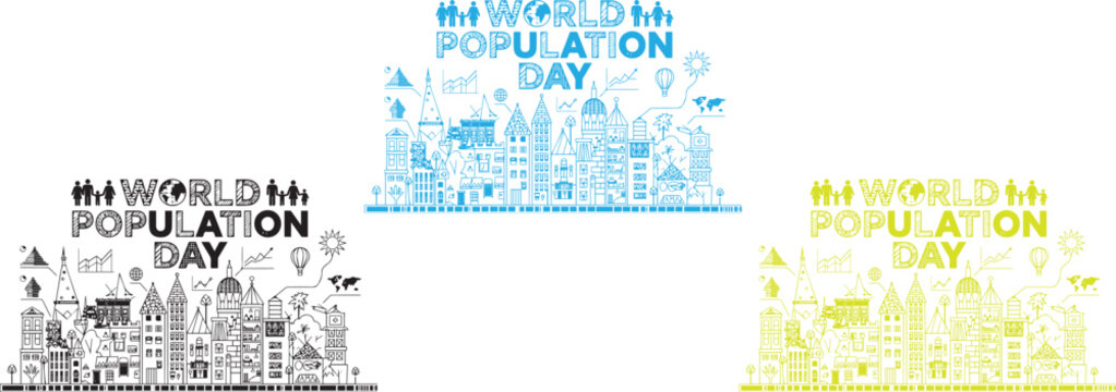 World Population Day is a colourful vector illustration.