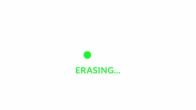 Privacy and data management UI showing erasing process status in 4k animation with alpha channel on transparent background erasing animation