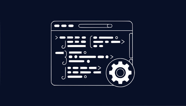 Coding Interface with Gear Icon: Software Development, Programming, Technology