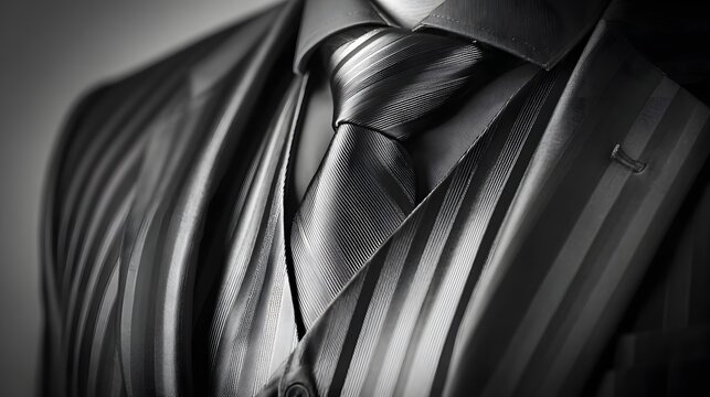 of black suit and tie detail representing formal corporate style