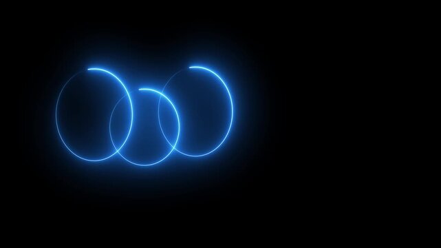 Blue Neon Triple Ring Light Effect on Black Background