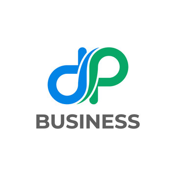 Blue and green abstract lowercase dp letter logo.