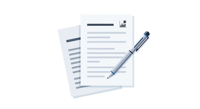 Silver pen on two sheets of paper isolated on transparent background, Vector