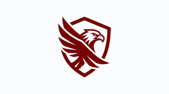 Red eagle mascot logo inside crest shield