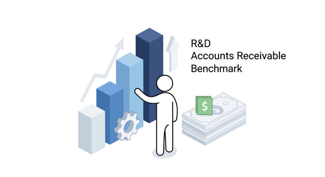 Business professional analyzing financial benchmark data visualization.