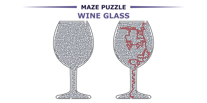 Maze for kids activity wine glass triangle grid birthday party puzzle with solution