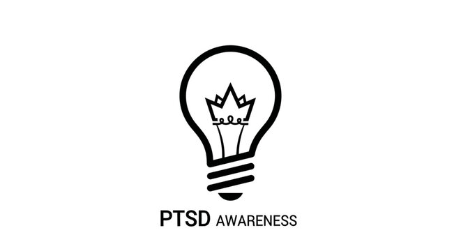Illuminated Crown Lightbulb PTSD Awareness Symbol Design.