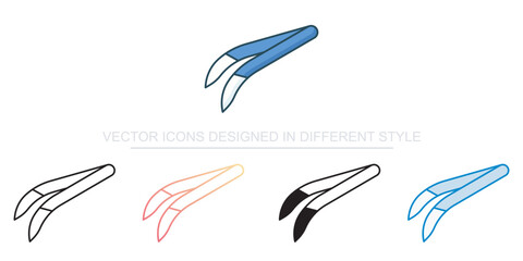 Obraz premium Tweezers Icon Set Isolated on White Background Illustration