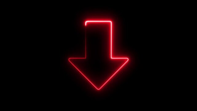 Glowing neon line swipe down arrow icon. download icon sign. down arrows icon. Download arrow animation. Bouncing down icon-