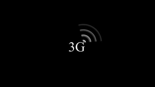 3g loading symbol animation, black background, modern tech interface, smooth spinning circle, minimalist