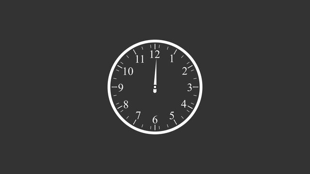 Minimalist analog clock ticking in dark background, time lapse motion ticking clock hands