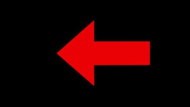 left arrow icon sweep animation &ndash; glowing motion symbol Glowing color neon light arrows sign. 3D rendering left arrow Arrow pointing to the right on black background