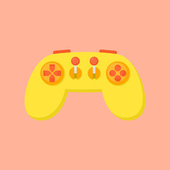 Illustration of a Yellow Gaming Console with Orange Button © Little N