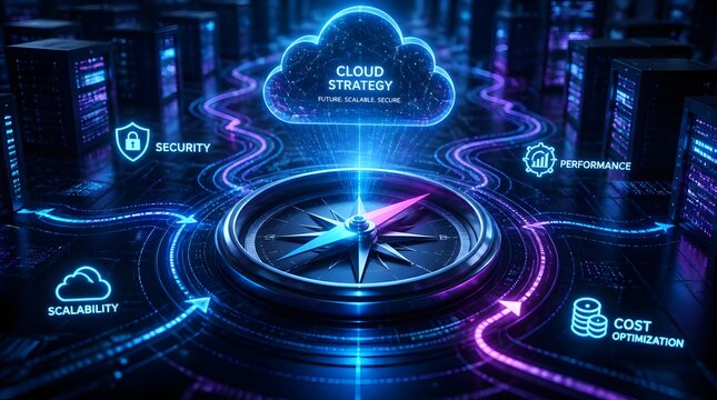 Navigating Cloud Strategy - A Digital Compass Guiding Business Solutions.