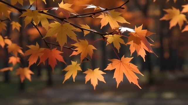 Autumn Leaves Background swaying in the wind