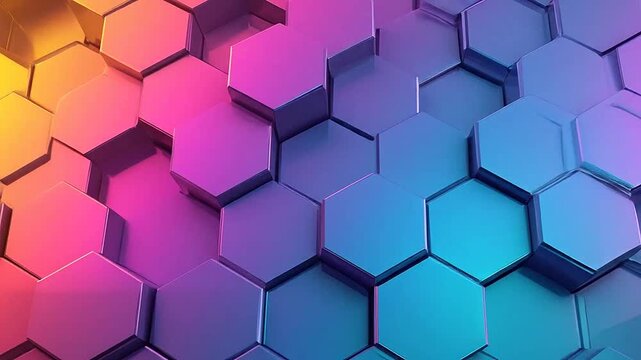Abstract background with colorful glowing hexagonal 3D shapes