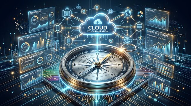 Navigating the Digital Frontier - Cloud Computing and Data Analysis Concept.