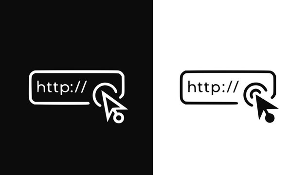 Website Click Icon: Http Address Bar With Cursor Pointer on Black and White Background