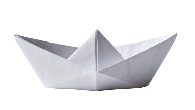 White paper origami boat folded from a single sheet
