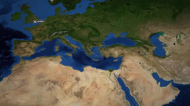 Animated Flight Map Showing Airplane Route from London to Riyadh