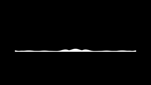 White audio waveform animation, digital sound frequency motion graphic, minimalist voice equalizer track, electronic music signal on black background, and clean volume spectrum indicator.