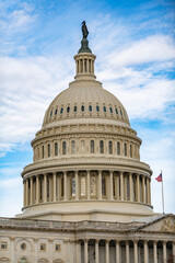 Obraz premium America Capitol architecture facade in Washington DC. America iconic Capitol democracy monument. America Vote elections law politics. America national symbol.