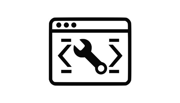 Web Development Tools Icon: Wrench and Code Brackets on Browser Window