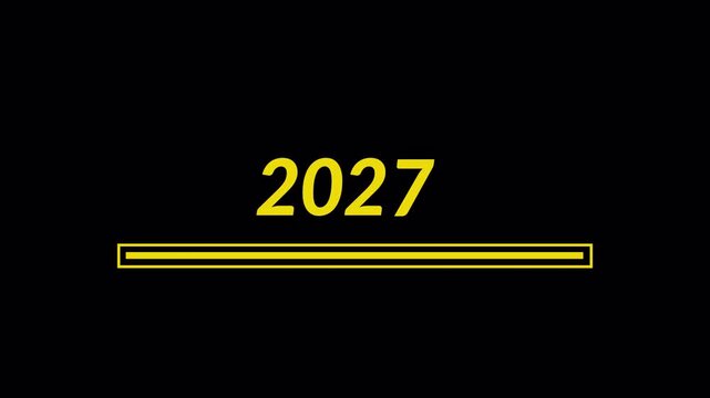  2026 to 2027 Transition from  animation Progress bar loading animation on transparent background New Year's countdown in 4k animation with alpha channel 