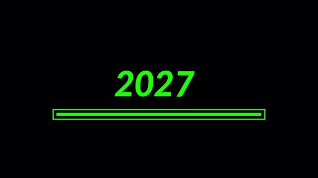  2026 to 2027 Transition from  animation Progress bar loading animation on transparent background New Year's countdown in 4k animation with alpha channel 