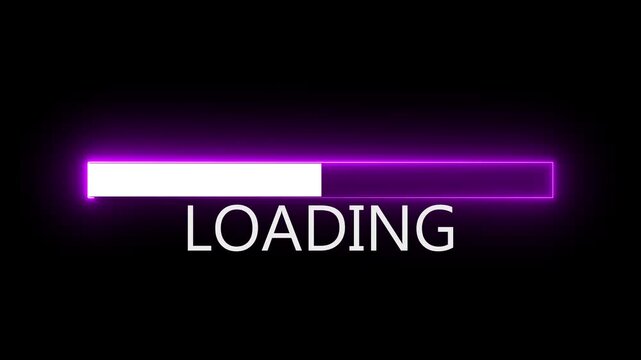 loading bar with glitch neon, Futuristic uploading progress bar with glitch effect, Retro animation uploading with glitch effect on black background. 4k video black background.