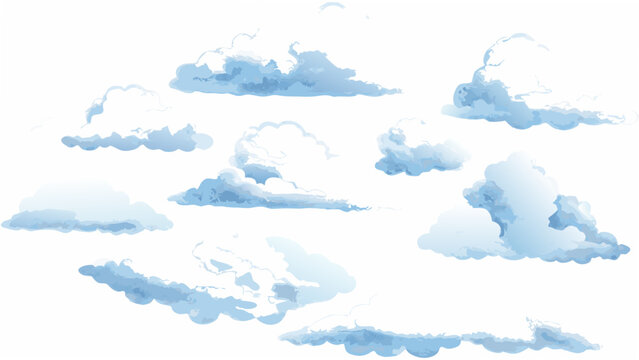 A collection of fluffy cumulus clouds a vector illustration with a white background cloudscape cloud formations sky elements atmospheric phenomena weather