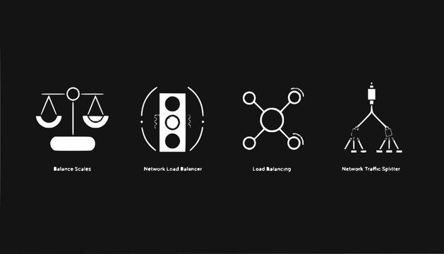 Network Load Balancing and Traffic Distribution Icons