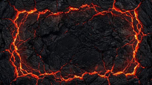 Lava Crust Magma Frame - Volcanic Earth Crack Fire Border