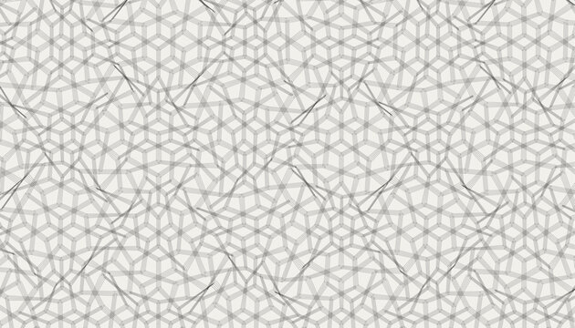 Hexagonal and pentagonal tessellation line pattern with geometric symmetry