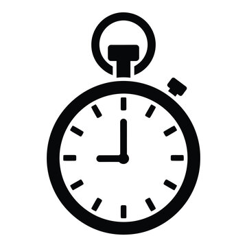 Stopwatch icon with stop button on white background icon