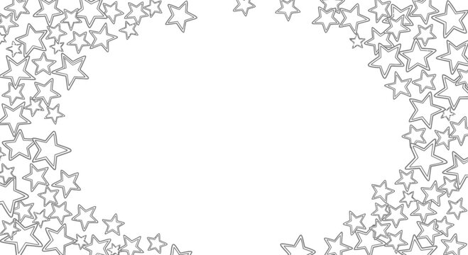 Gray stars frame empty white space in corner illustration