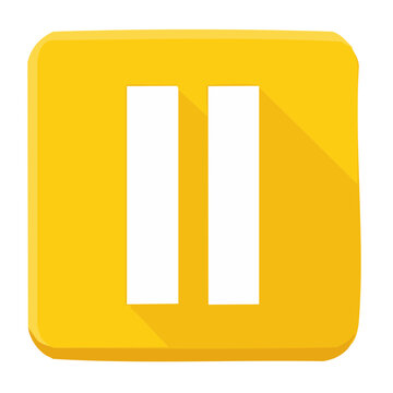 Yellow flat design pause button icon
