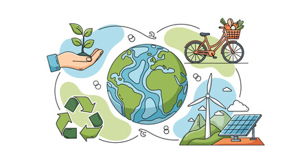 Fototapeta premium Sustainable world with eco-friendly practices and green energy.