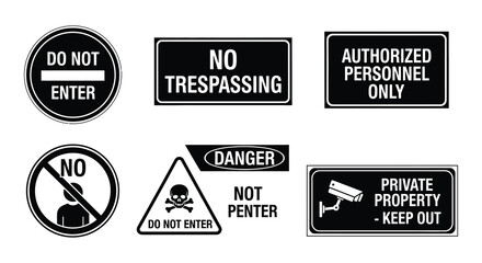 Obraz premium Traffic and warning signs flat vector illustration on white background