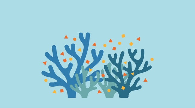 Coral Reef Illustrated with Microplastic Pollution