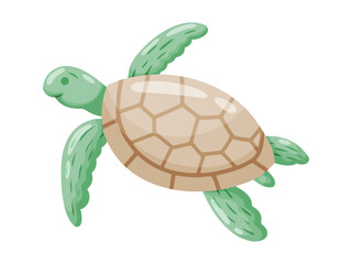 Sea Turtle Green Flippers Brown Shell Clipart © Daria