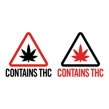 Contains THC Warning Symbol | Cannabis Product Label Icon Triangle Mark